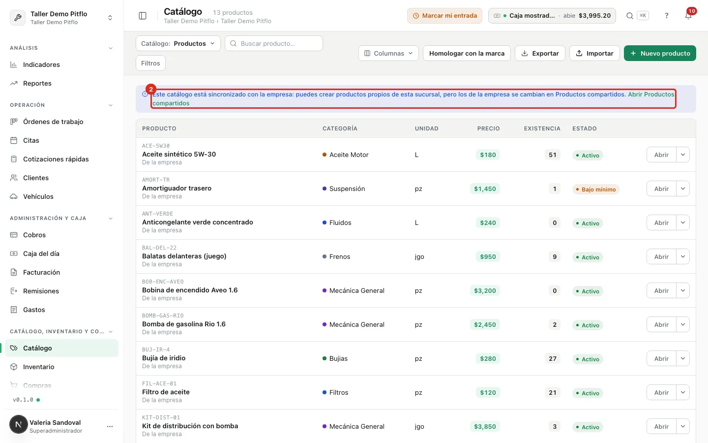 El catálogo con la marca «De la empresa»