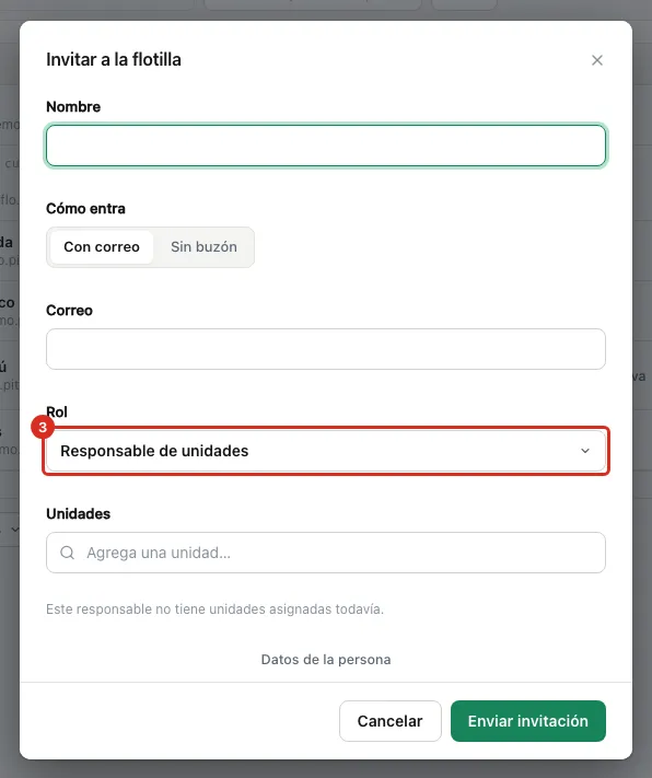 Elegir el rol de la persona