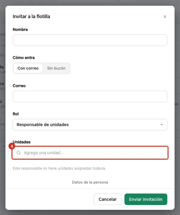 Asignar las unidades de la persona