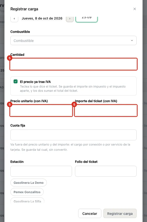 Los tres números de la carga