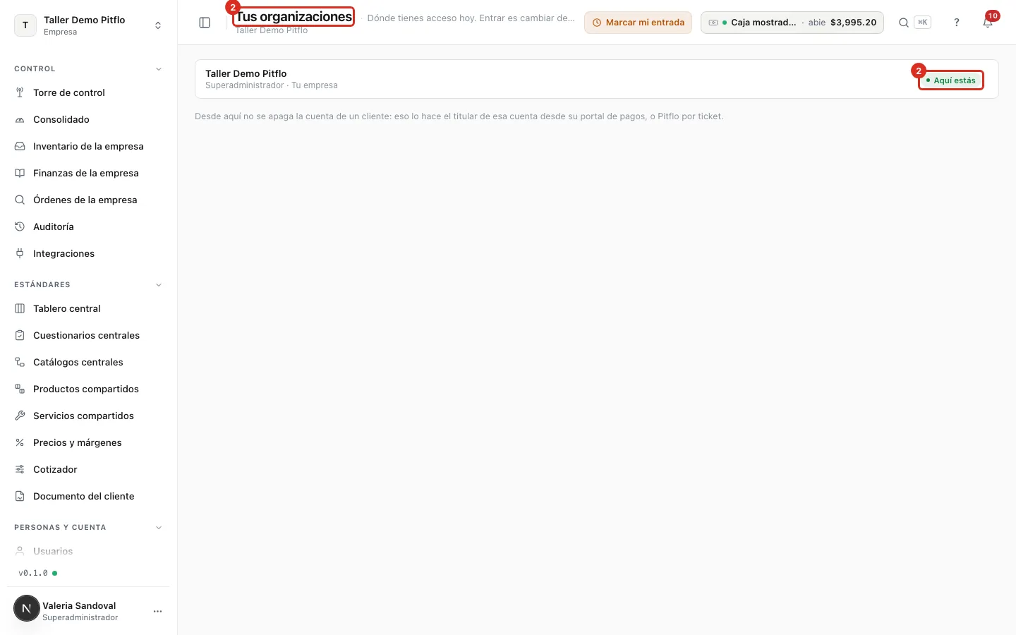 El listado de tus organizaciones