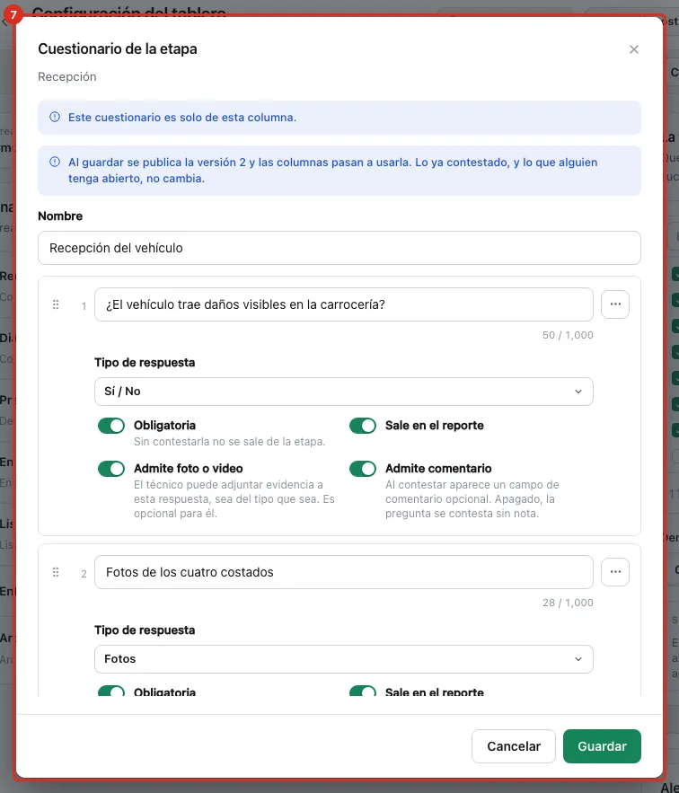 Cuestionario de la etapa