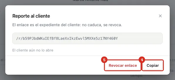 Diálogo Enlace para el cliente