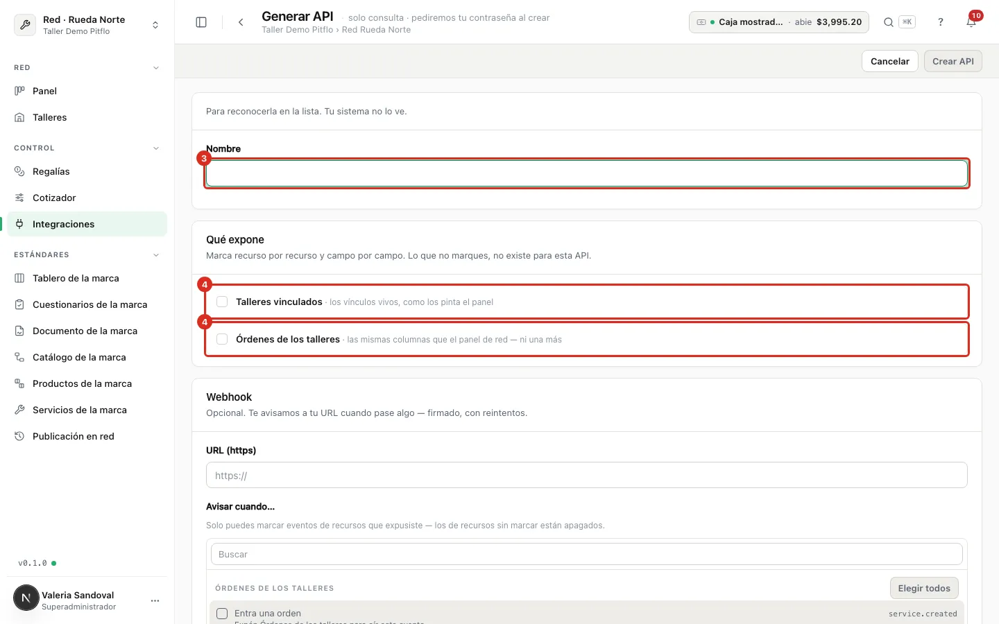 Formulario Generar API con los dos recursos de la red