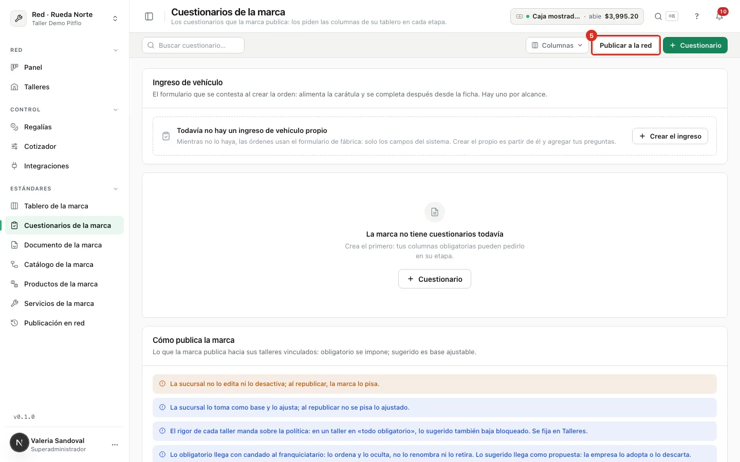 Publicar a la red desde los cuestionarios de la marca