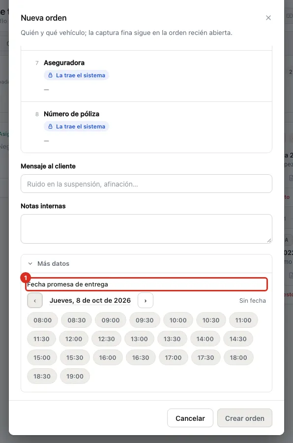 La promesa al abrir la orden