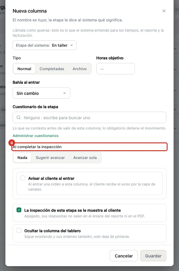 Qué pasa al completar la inspección