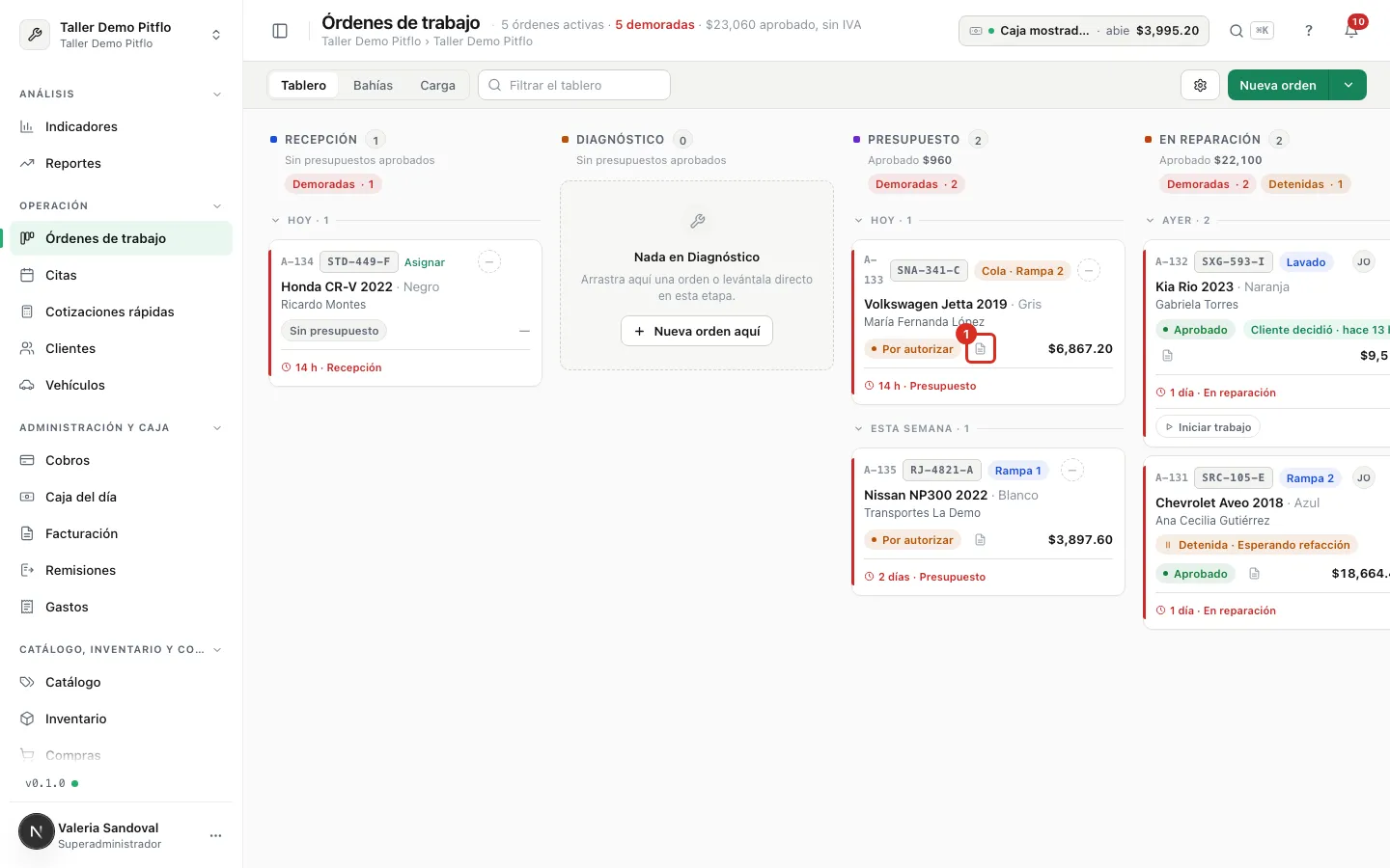 El icono del PDF en la tarjeta