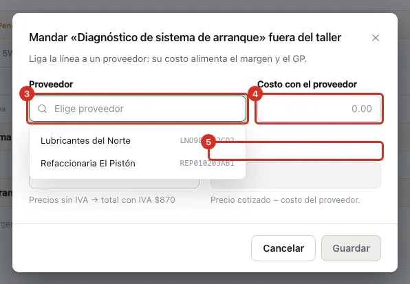 Proveedor, costo y utilidad