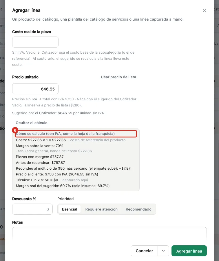 Cómo se calculó el sugerido