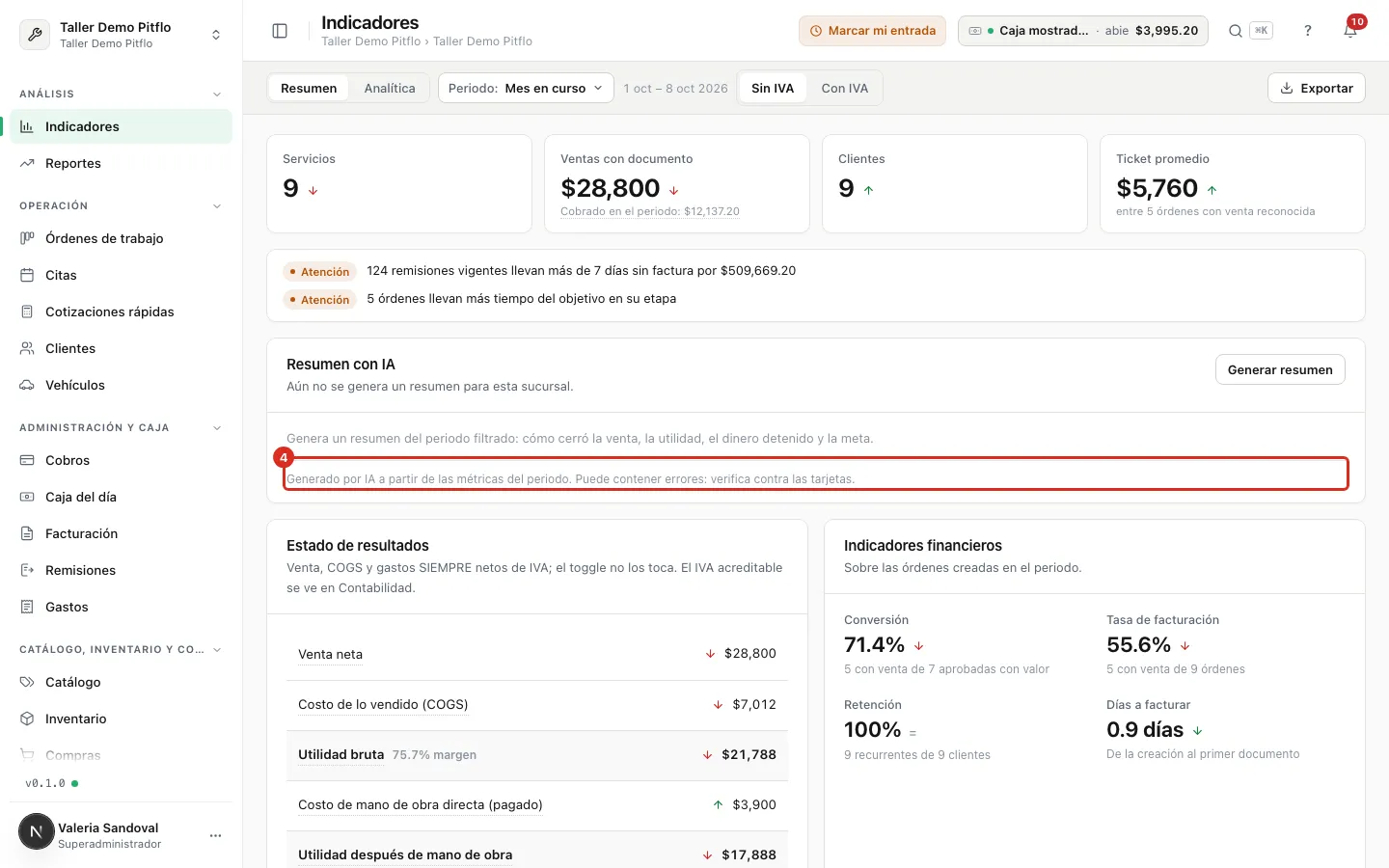 La advertencia al pie del resumen