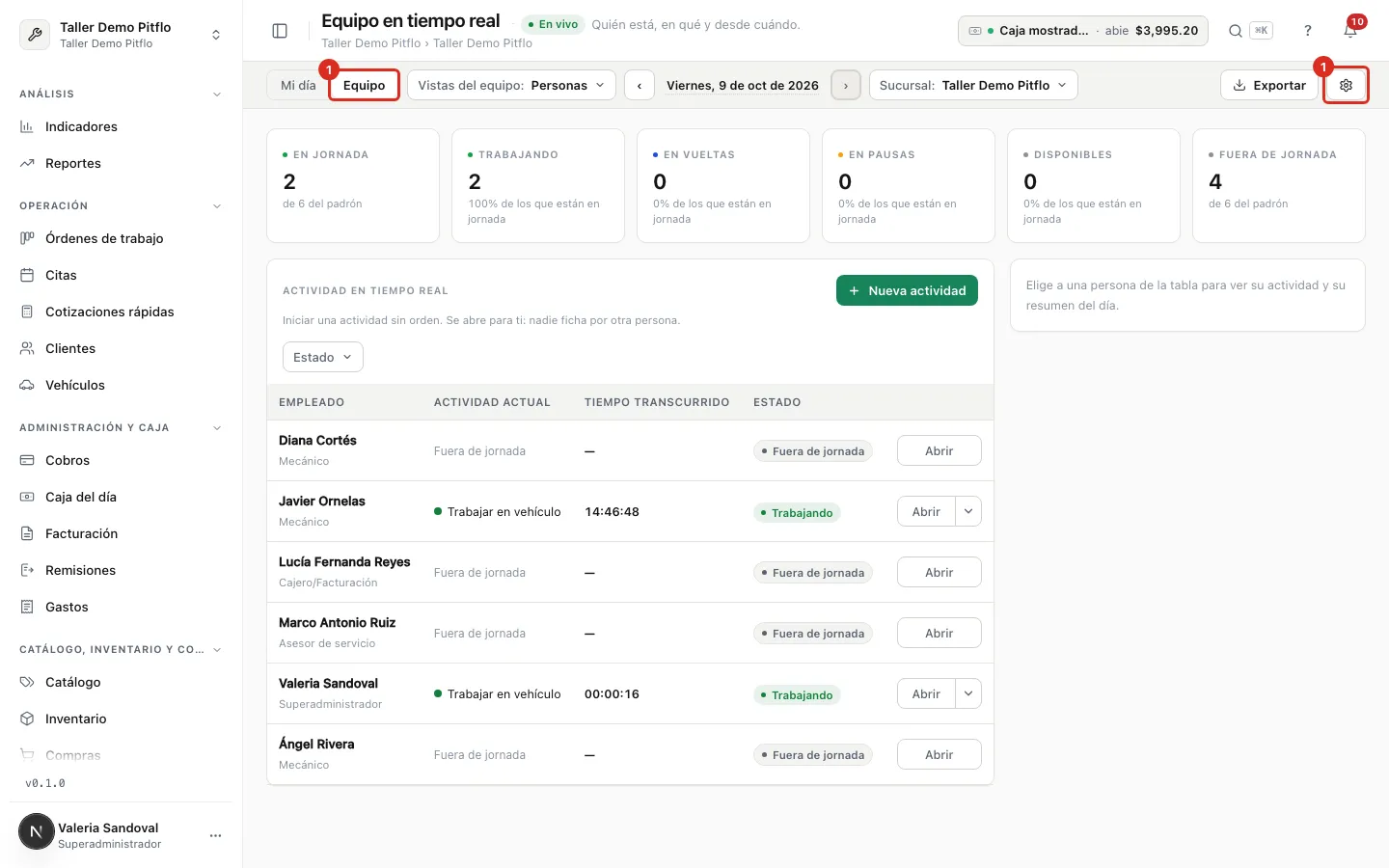 El engrane de Configuración de asistencia